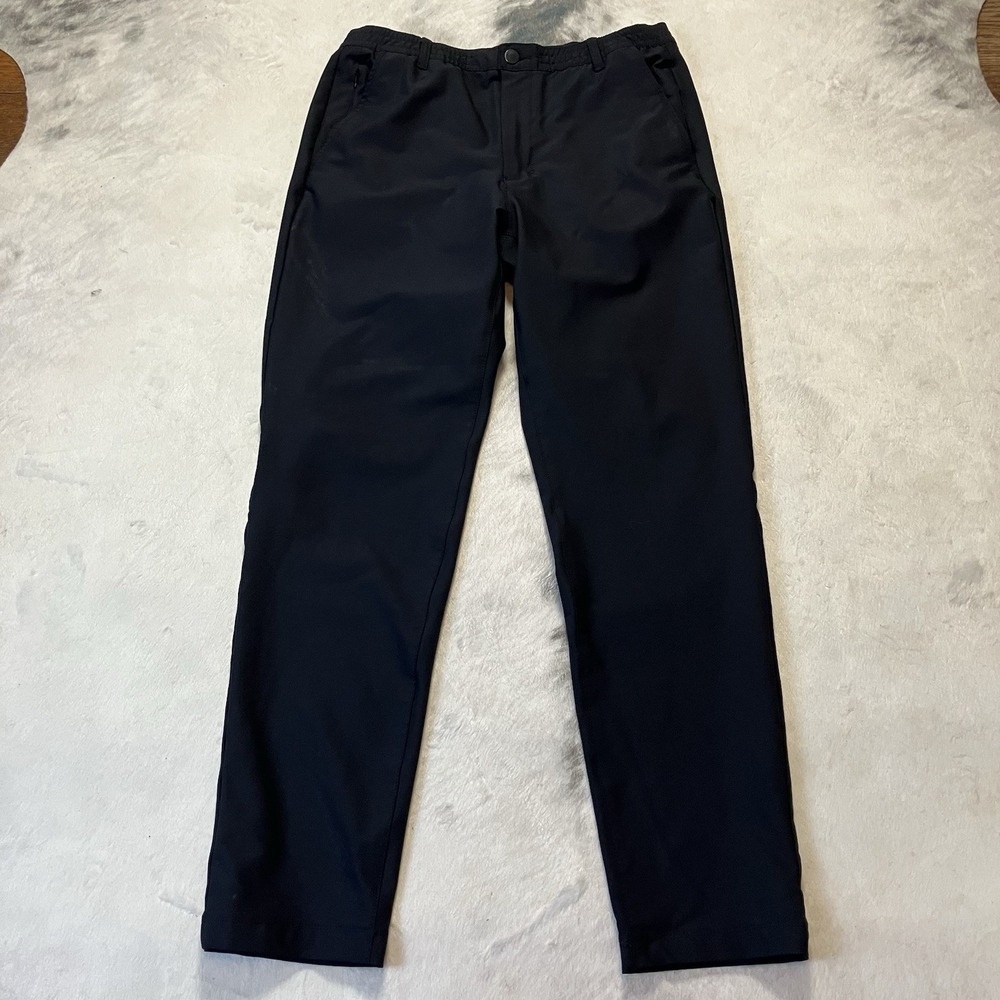 Marc New York Mens Black Dress Pants 34x30 Flat Front Stretch Straight Career